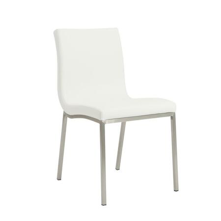 GFANCY FIXTURES Minimalist Faux Leather Chairs, White, 2PK GF3679890
